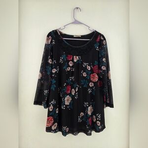Bebonnie Floral Black Women's Top